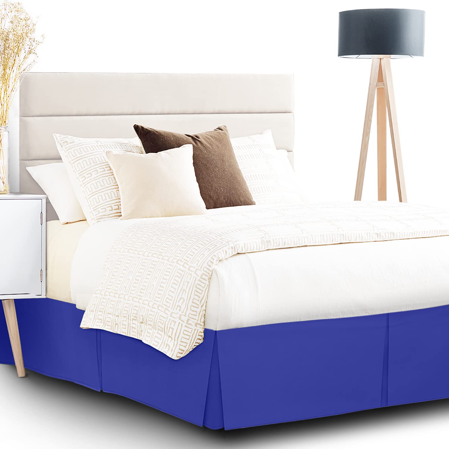 Nestl Royal Blue Full XL Bed Skirt - Full XL Size Bed Skirt 14 Inch Drop - Brushed Microfiber Bed Skirts - Hotel Quality Pleated Bed Skirt - Shrinkage & Fade Resistant