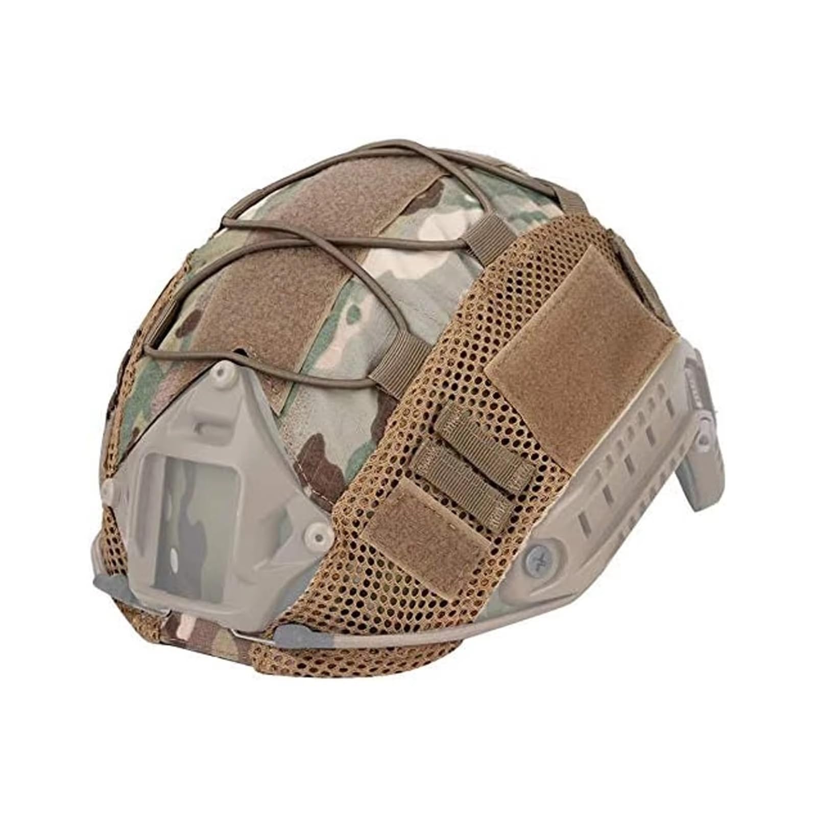 Ensemble Housse Camouflage pour Casque D'airsoft Tactique - Casque PJ Fast avec Oreillette, Pochette Contrepoids Lampe Signalisation pour Équipement Cosplay CS Hunting
