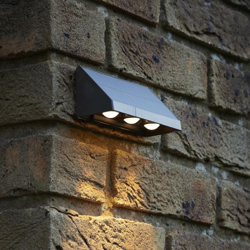 Auraglow Solar Wall & Fence Downlights with Triple LED, IP54 Waterproof Outdoor Garden Lights - Pack of 2 (2 Pack)