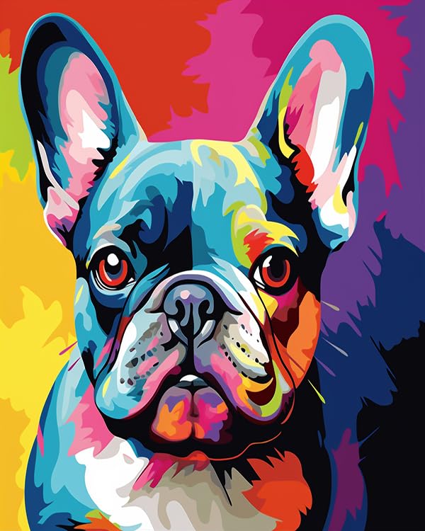 AxiangziK 11CT Stamped Cross Stitch Kits for Adults Colorful Animal Pet French Bulldog,DIY Embroidery Crafts for Needle Point Starter Kit Home Decor Gift,16x20inch