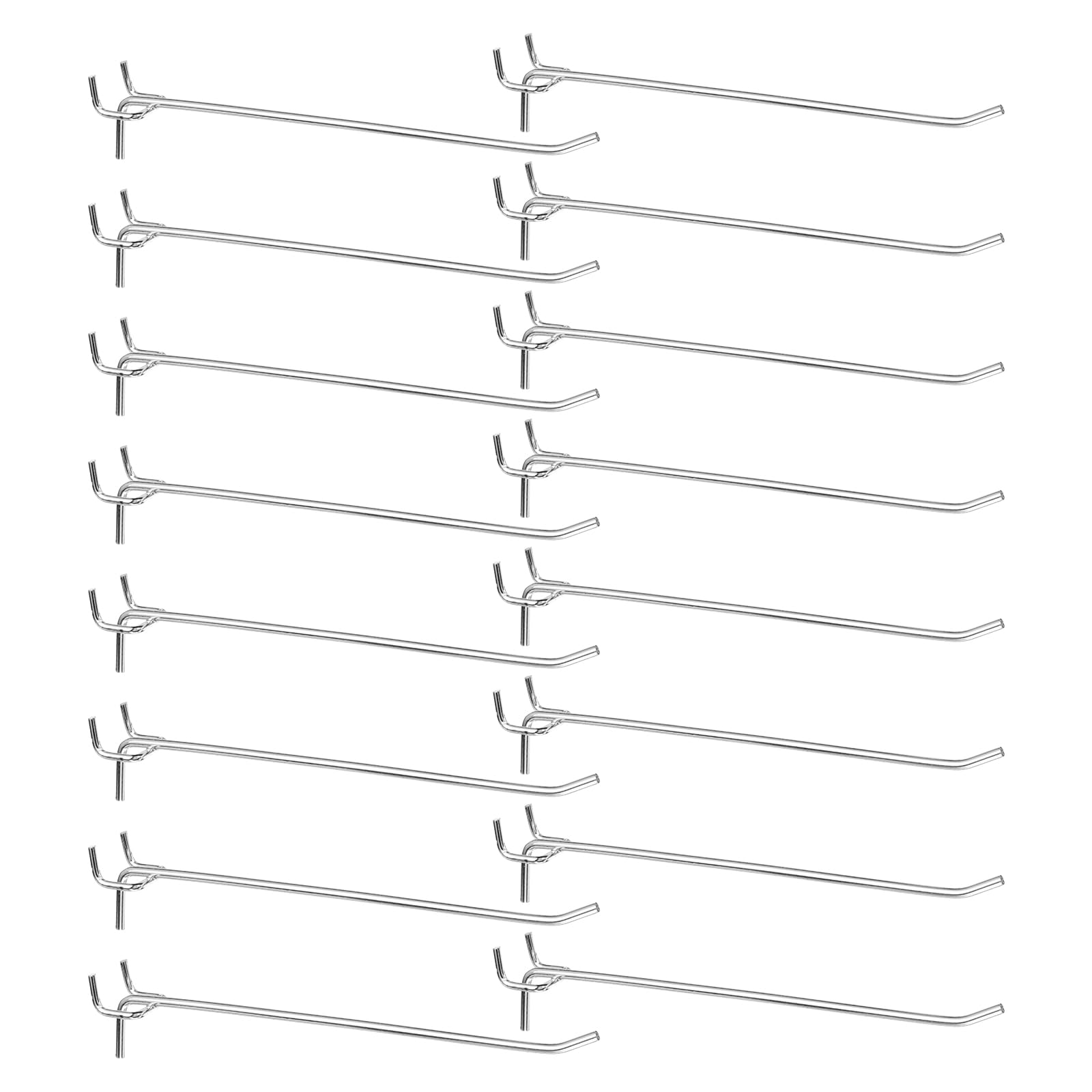 QUARKZMAN 50pcs Crochets Pour Panneau Perforé 8" En Acier Inoxydable Crochet D'Affichage Pour Panneau Perforé Porte-Crochets Muraux Organisateur D'Outils, Argenté