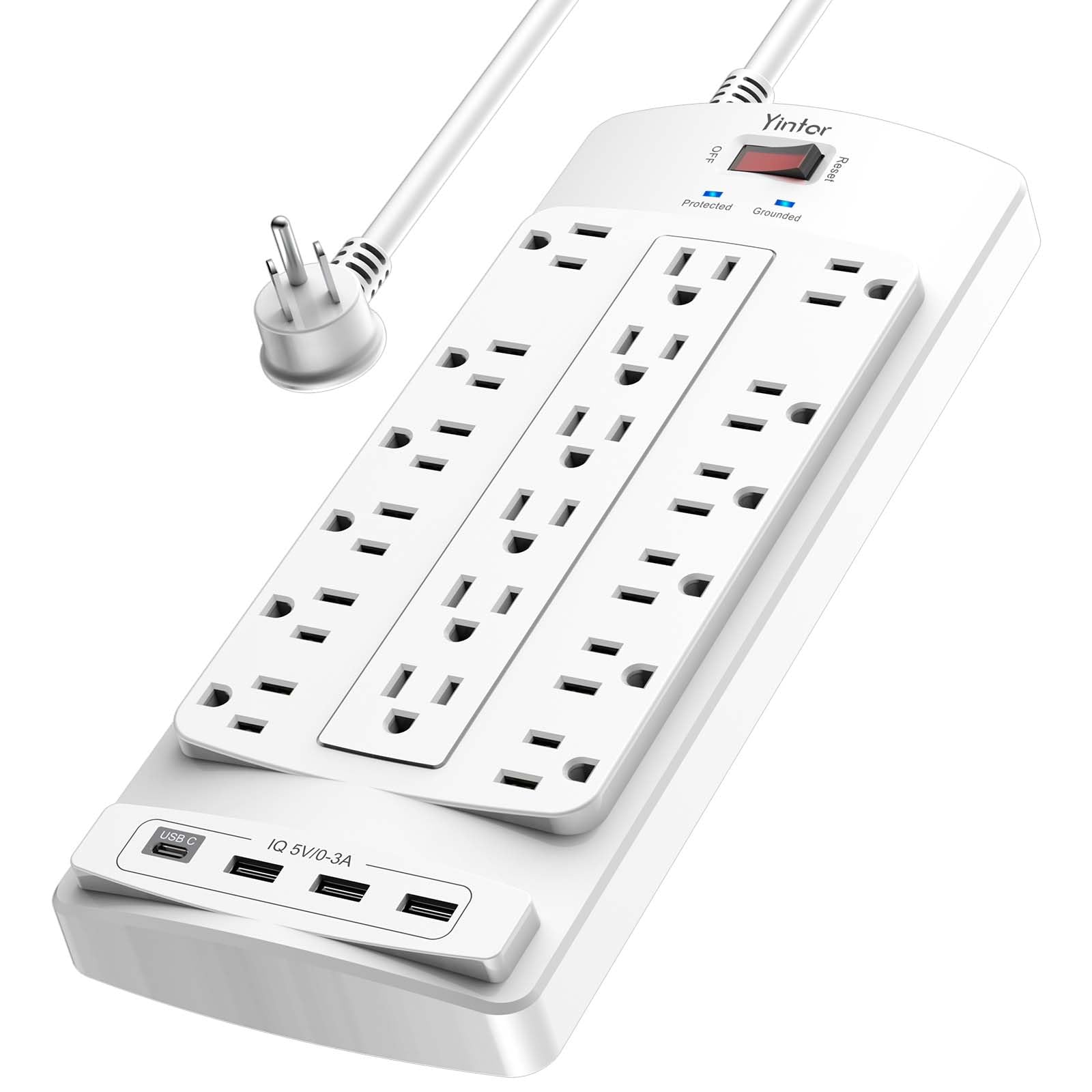Yintar 6Ft Surge Protector Power Strip with 6 Outlets & 3 USB Ports, Black — Amazon image 8