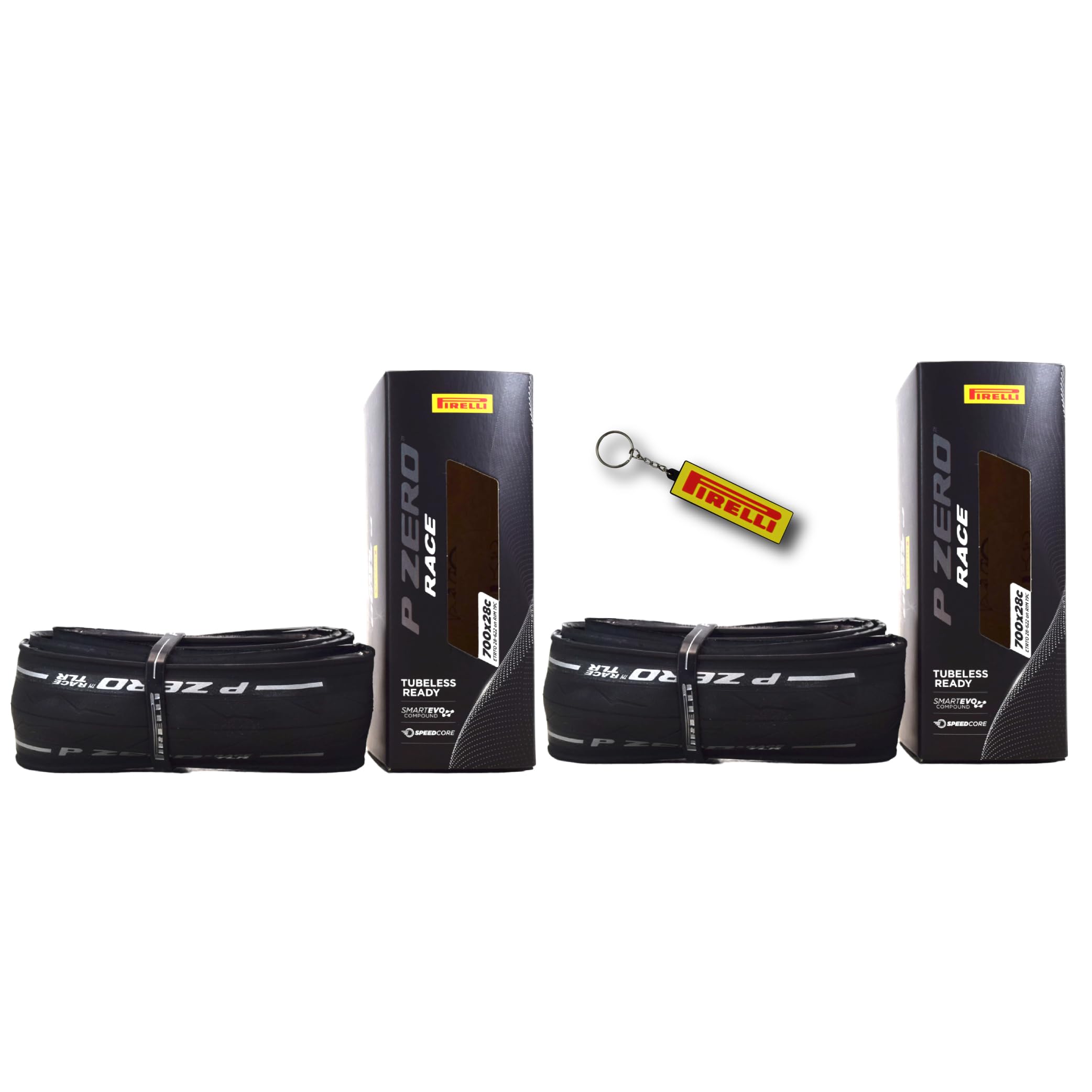 P Zero Race TLR 28-622 (700x28c) Road Bike Tire - Tubeless Ready, Lightweight, High-Performance Bicycle Tire for Road Racing & Training – Foldable, SmartEVO Compound w/Keychain (2Pk)