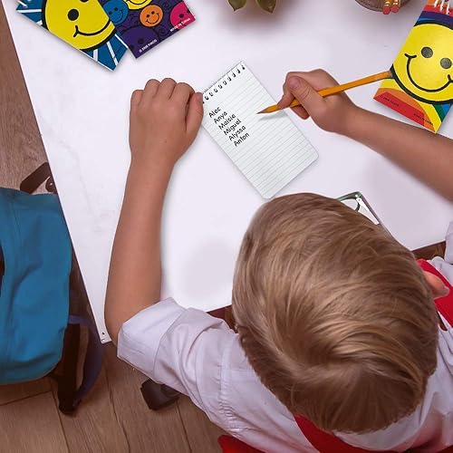 Miniatura 6 de ArtCreativity Mini bloc de notas de cara sonriente, paquete de 12, blocs de notas de emoticonos pequeños con cubiertas coloridas de arcoíris,