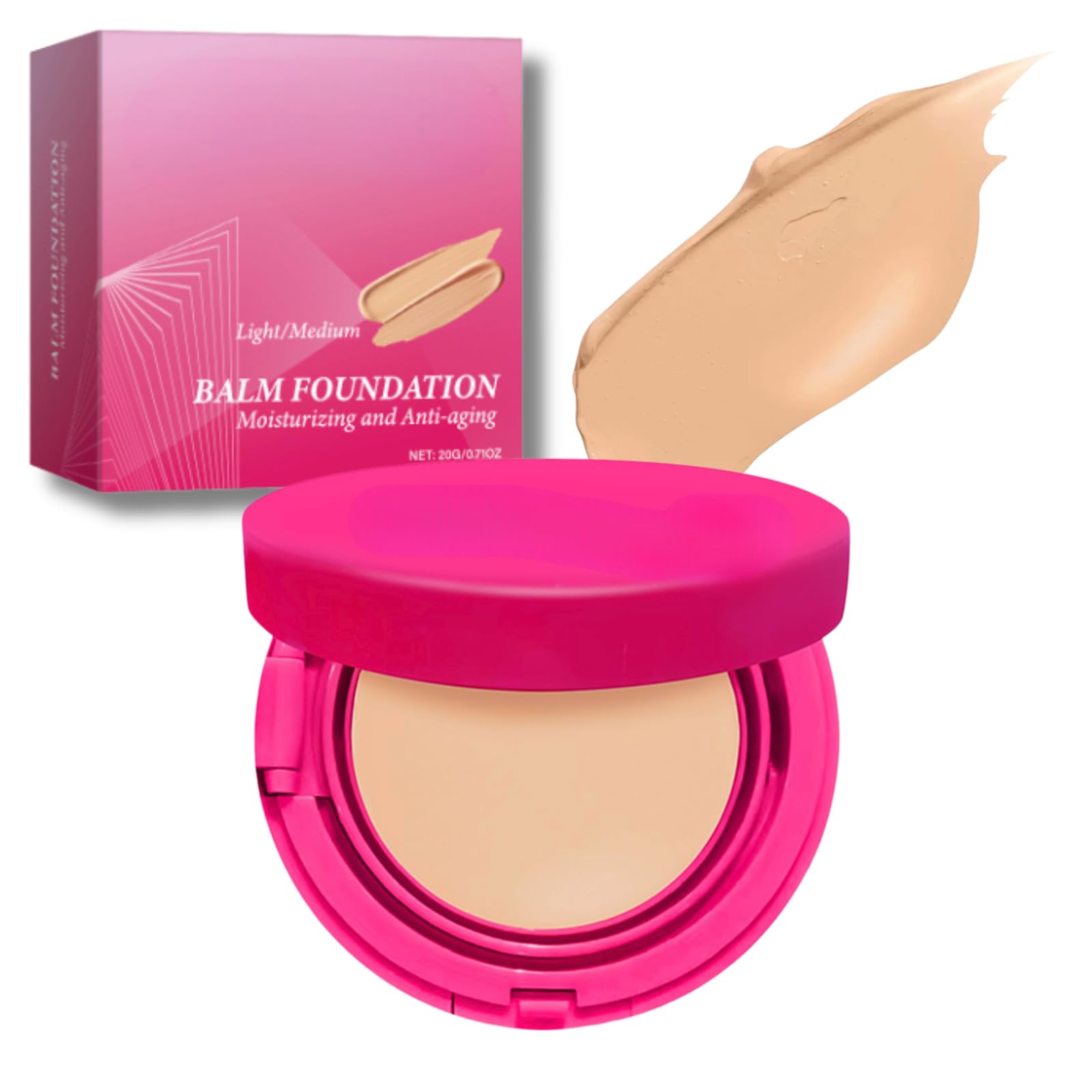 Peptide Bounce Balm Foundation,Natural Finish Blurs Fine Lines,Imperfections Hydrating Covering Face Foundation,Hydrating Moisturizing Lasting Makeup Balm,Smooths Texture All Type Skin(Natrual)