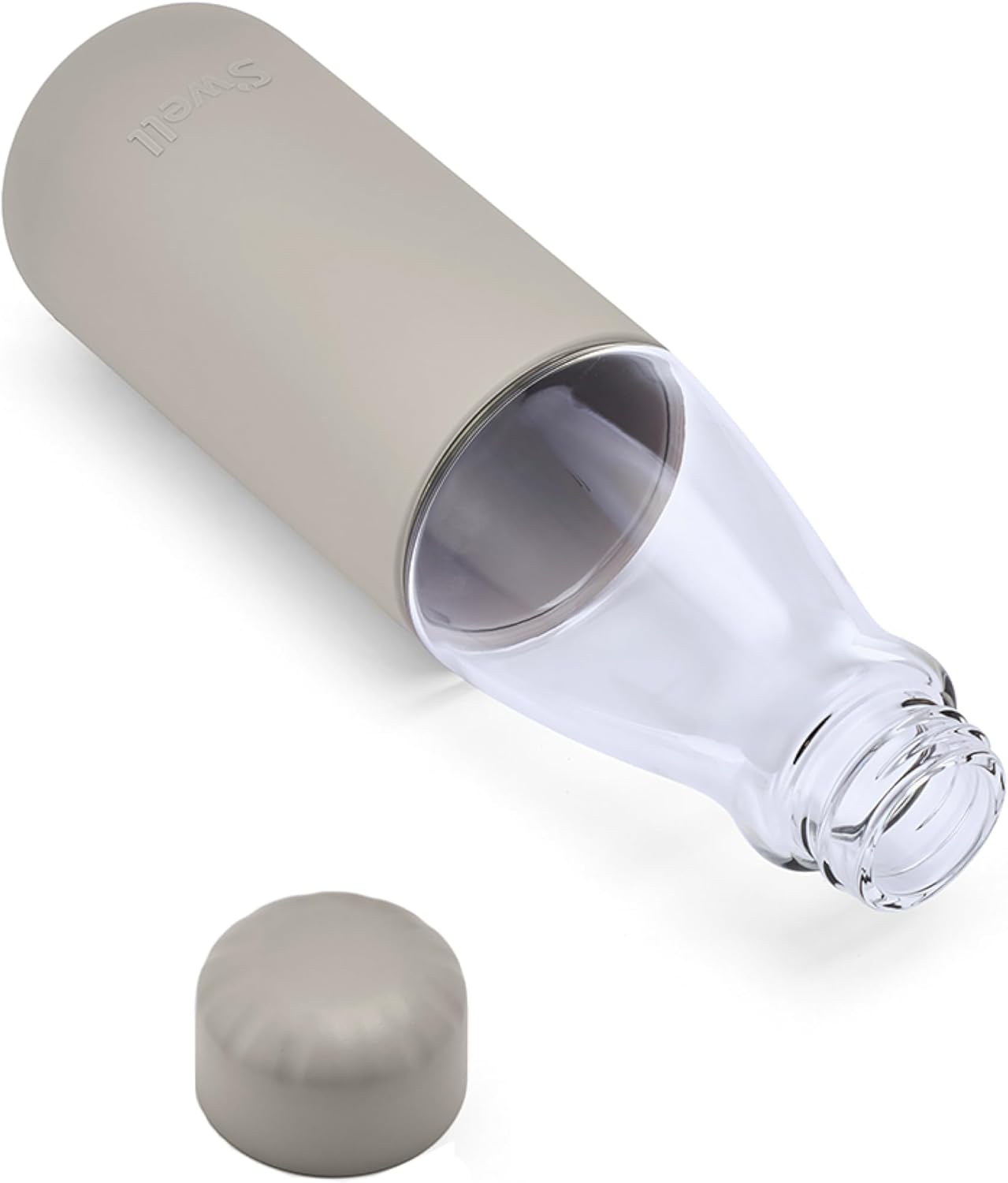 S'well Glass Original Water Bottle, 18oz, Lunar Grey, Borosilicate Glass Bottle With Protective Silicone Sleeve, Zero Plastic, Leakproof, BPA Free - Image 6