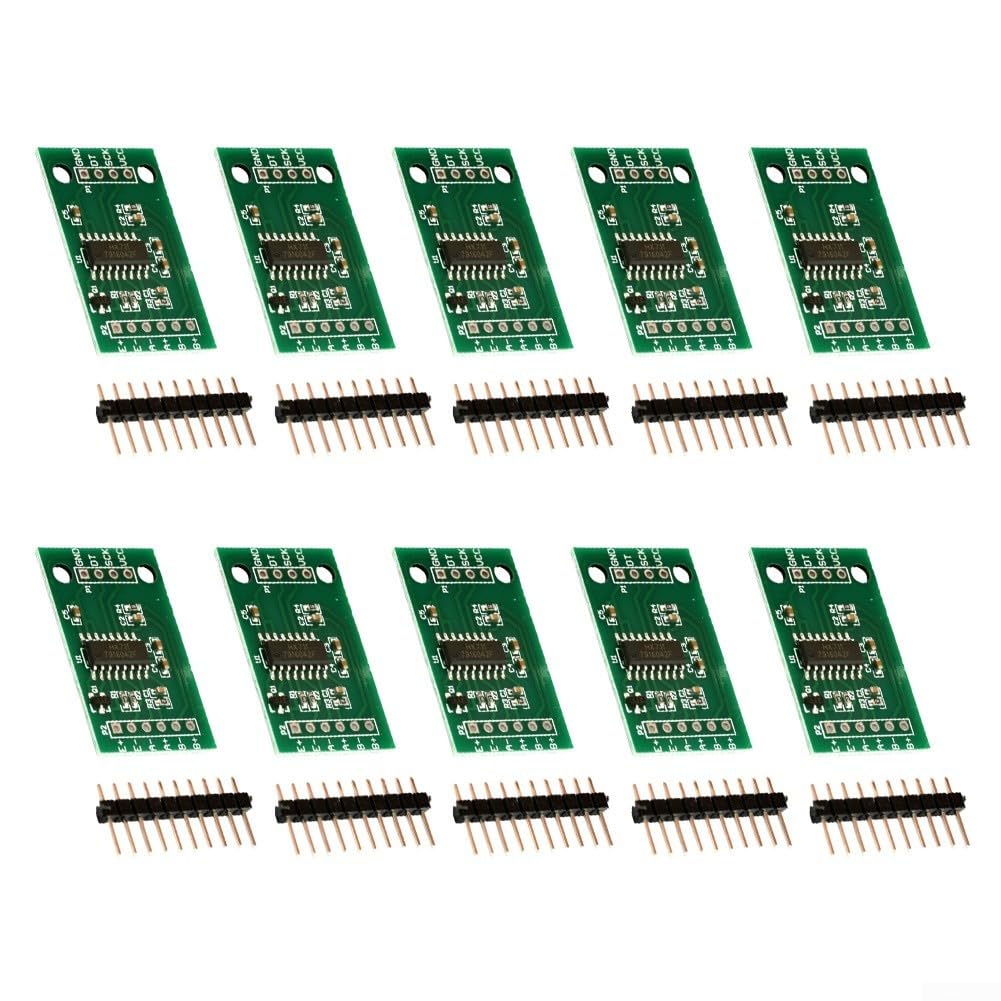 HX711 Modulo cella di carico con ADC a 24 bit e canali di ingresso doppi, guadagno programmabile per Arduino, basso consumo energetico, confezione da 10 (scheda grande)