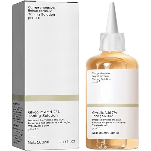 Glycolic Acid 7% Toner, Glycolic Acid 7% Toning Resurfacing Solution, Facial Exfoliation Astringe Pores, Hydrates and Reduces Skin Blemishes 100ML