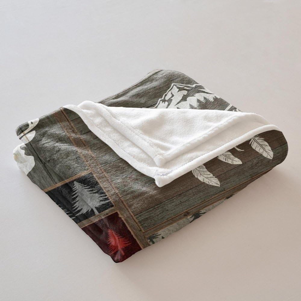 Flanelldecke, kariert, Wildnis, bedruckt, warmes Vintage-Tier-Design, Überwurfdecke für Sofa und Bett, gemütliche Decke für Zuhause und Outdoor-Camping (02 x 200 cm)