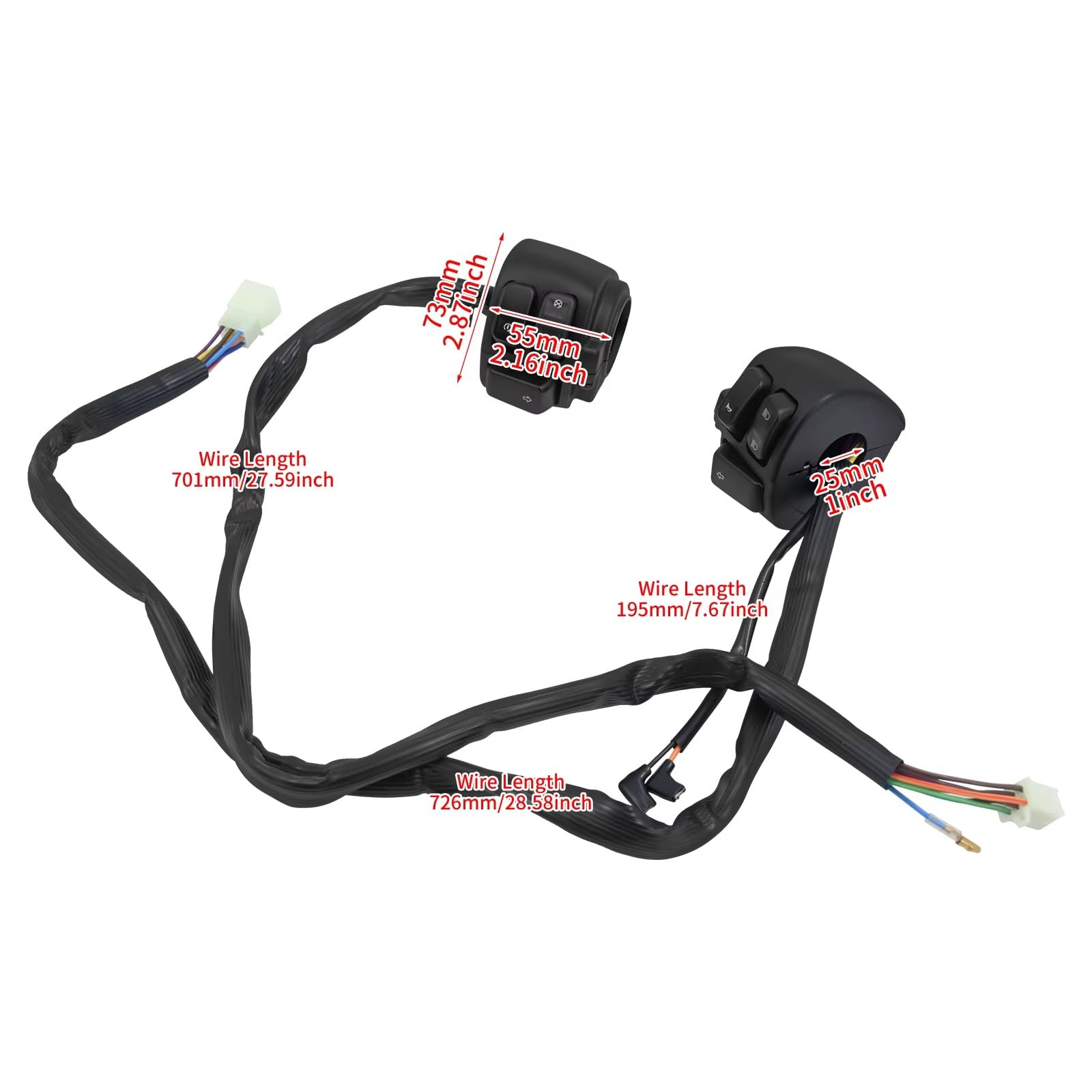 1 "25mm Interruttore Di Comando Del Manubrio Motociclo Per Sporster XL 883 1996-2013 Per Softail Breakout Per Dyna Indicatori Direzione Blocco Comandi Moto(Black)
