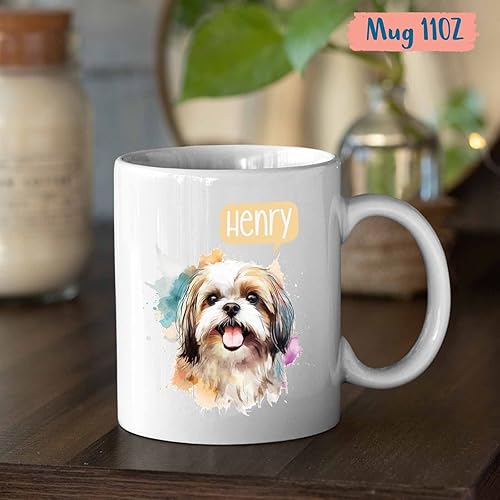 Miniatura 4 de Shih Tzu - Taza personalizada, regalo personalizado para perro para papá, mamá, regalo de pérdida de mascotas, taza de cerámica blanca de 11 onzas y