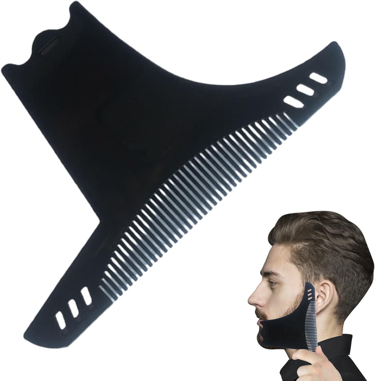 Beard Template for Men - Mens Beard Shaper Tool | Precise Stencil, Liner Tool Shaping, Mustache Shaper, Facial Hair Trimming Grooming Guide
