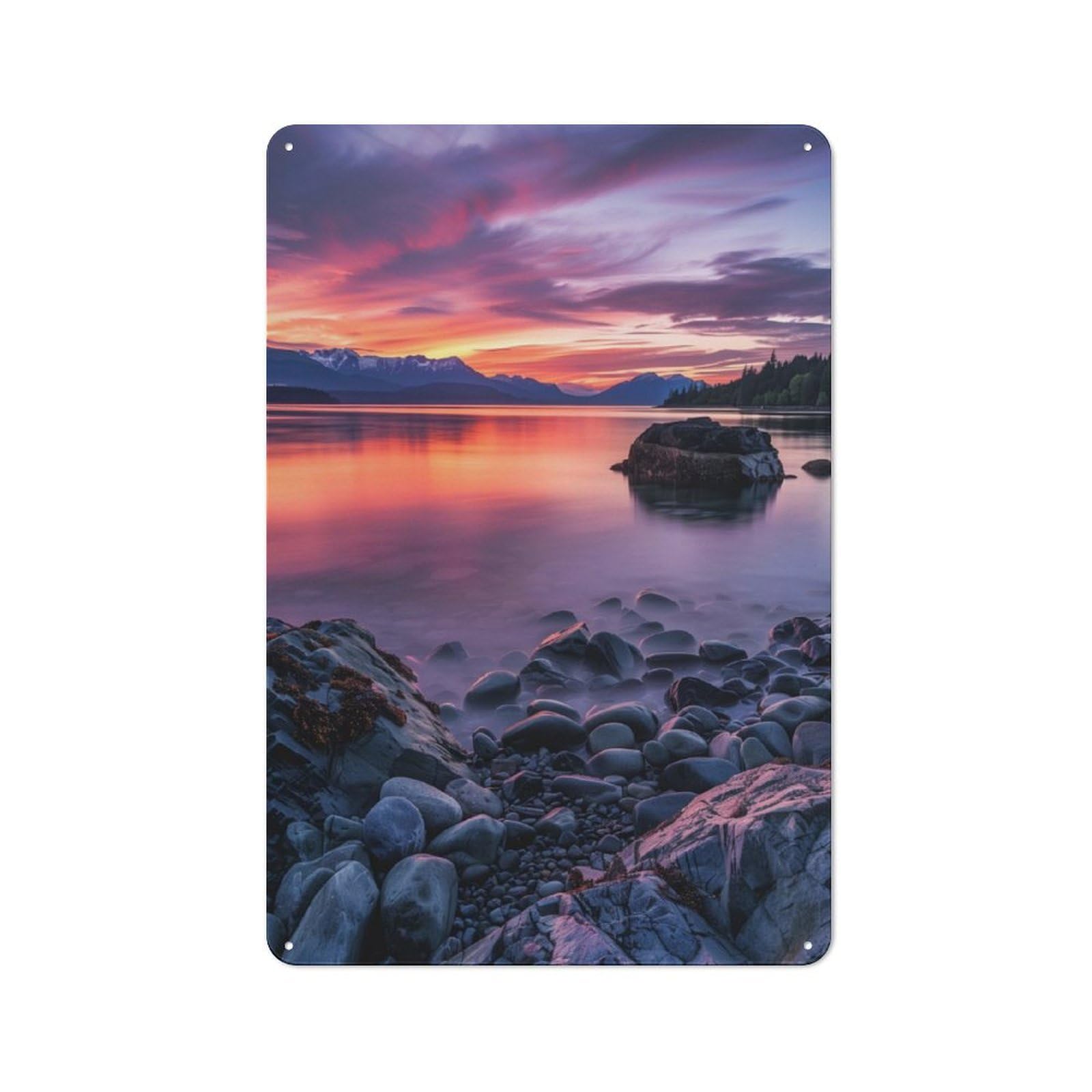 Junmoney Sunset At Glacier Bay Retro Metal Sign 30X20cm Featuring For Bar Or Restaurant, For Bar Decor Enthusiasts