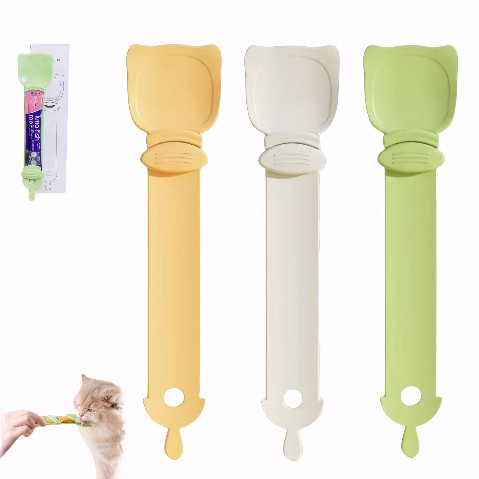 ORALEAF Cat Strip Feeder – 3 Colors Cat Stripe Squeeze Spoon,Happy Spoon Cat Treat Feeder, Pet dispenser Spoon for Wet Food