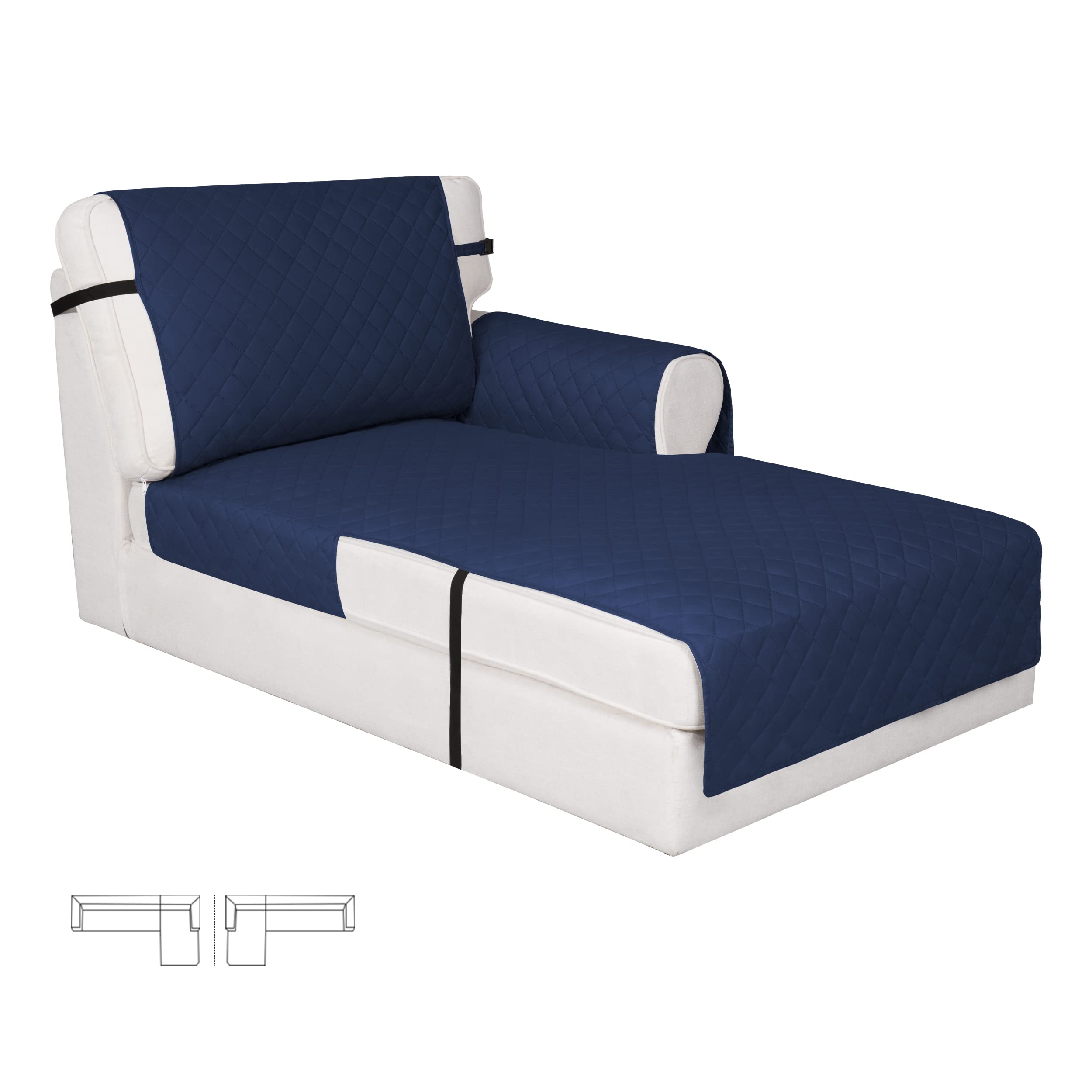 Easy-Going Reversible Couch Cover, Chaise Lounge, Navy/Navy