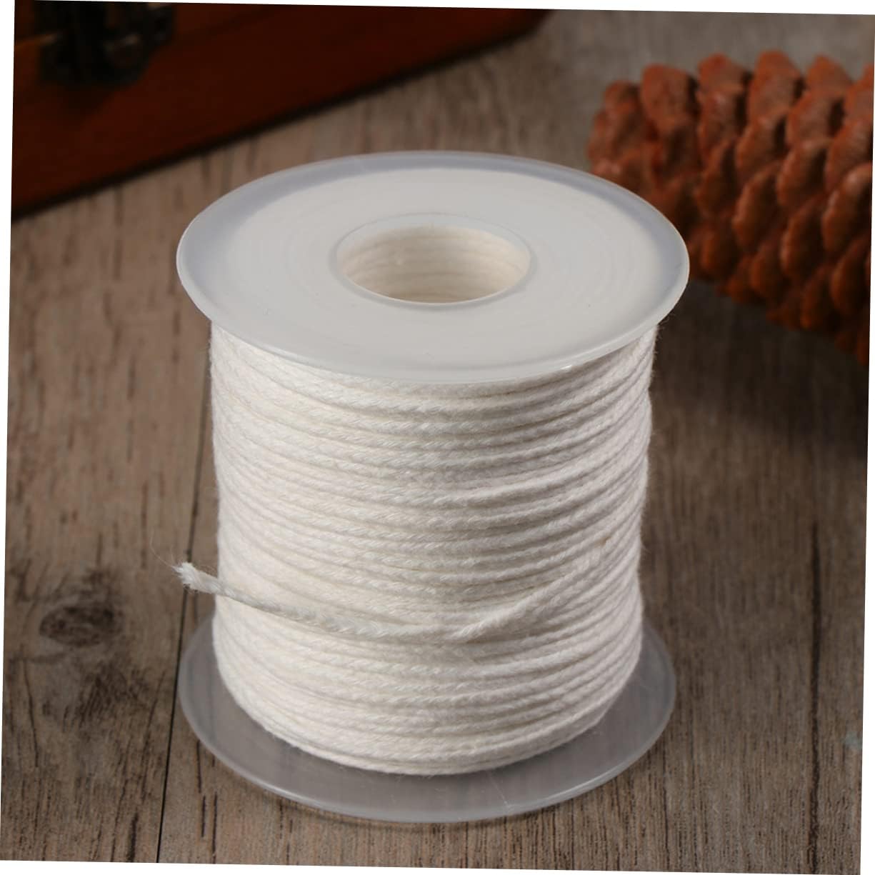 1Roll Cotton Candle Wick Spool Braided Wicks for DIY Candle Making Extra White Smokeless Designed for Pillars Tapers Cut Needed