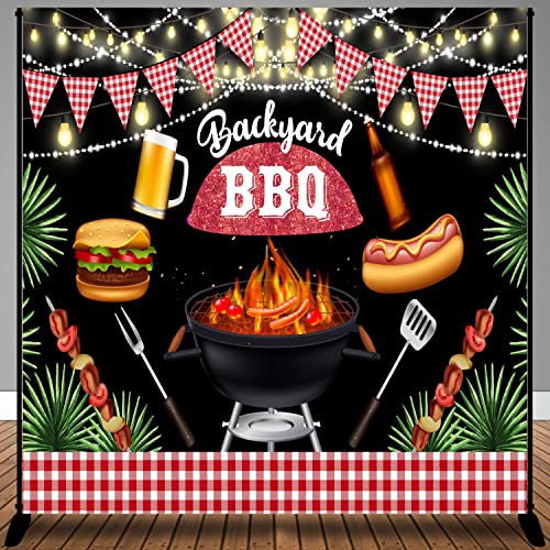 Fondo fotográfico 8x8ft con diseño BBQ verde