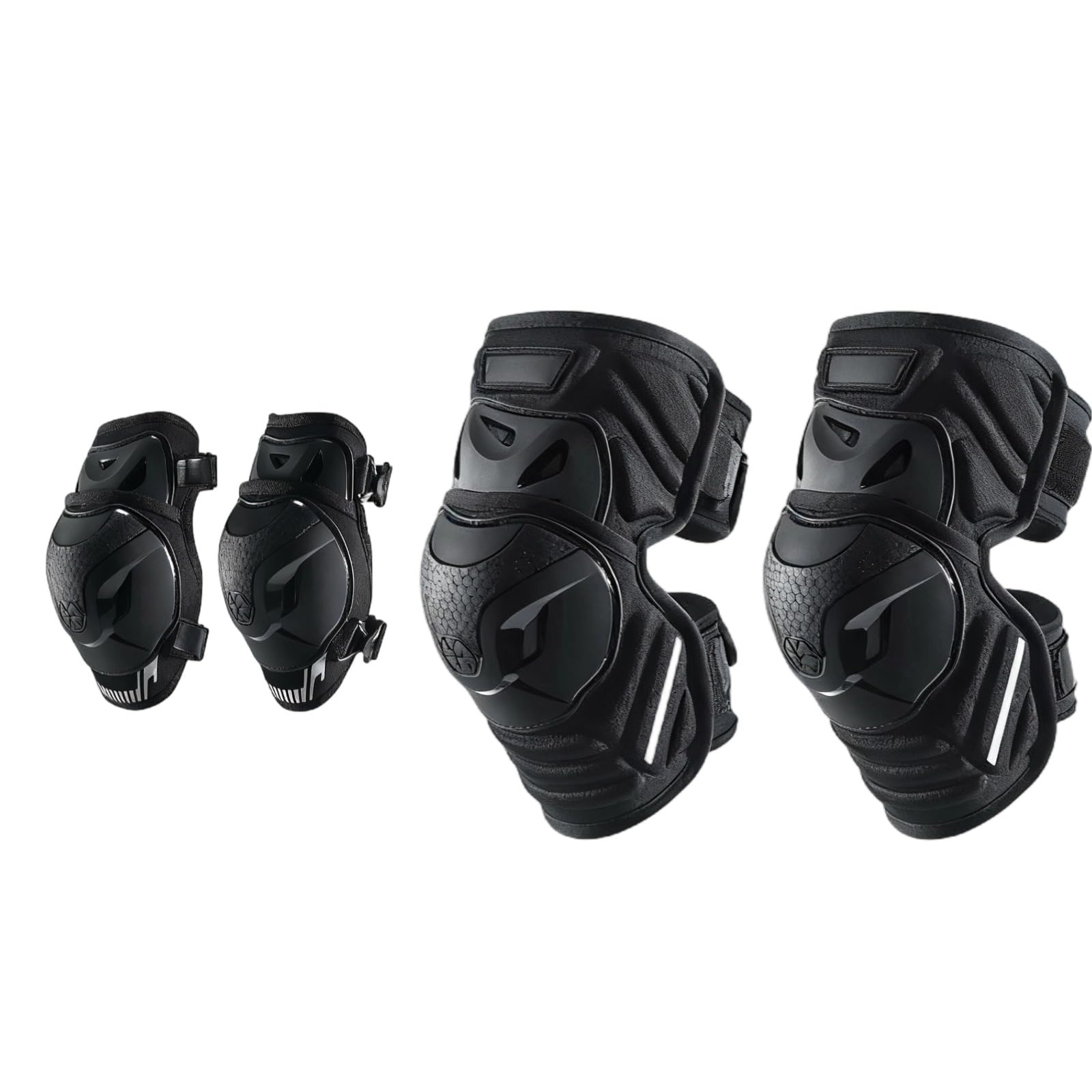 Set di ginocchiere e gomitiere per moto, protezione CE livello 1, protezioni regolabili in TPU per equitazione, nero, taglia L