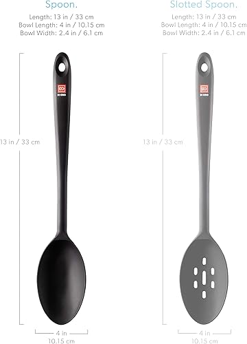 Miniatura 5 de DI ORO - Cuchara de cocina  Silicona sólida 600F antiadherente de alto calor  Cuchara de cocina para cocinar y hornear  Utensilios grandes para