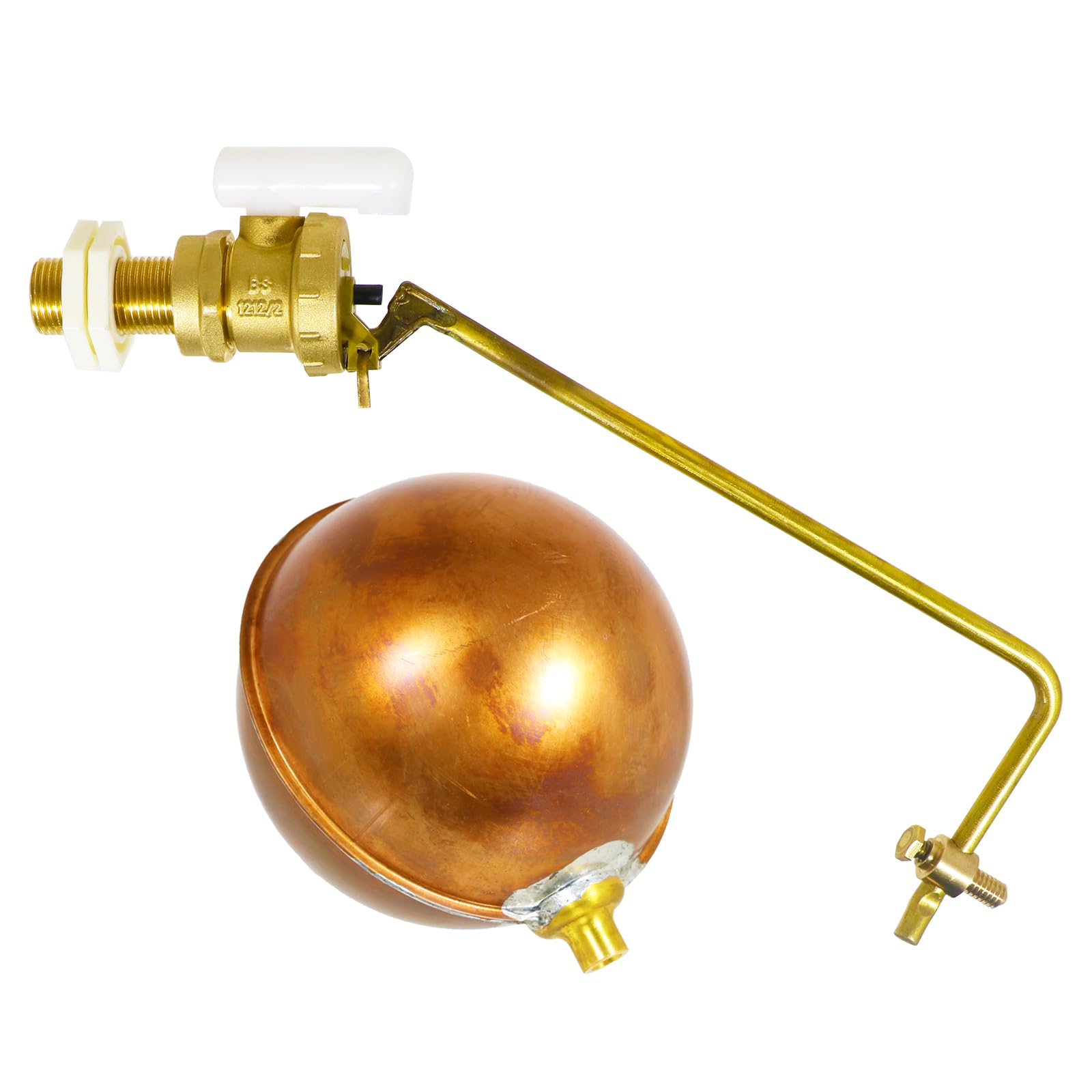 SPARES2GO WC-Schwimmerventil, 1,27 cm, Teil 2, BS1212/2, Niederdruck, Seiteneingang, 11,4 cm, Kupferkugel-Set