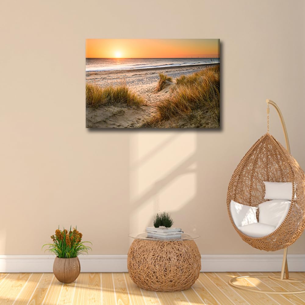 TISHIRON Canvas Wall Art for Bedroom Coastal Beach Wall Paintings for Living Room Ocean Office Modern Wall Art Seascape Pictures Print On Canvas Framed Ready to Hang - Image 2