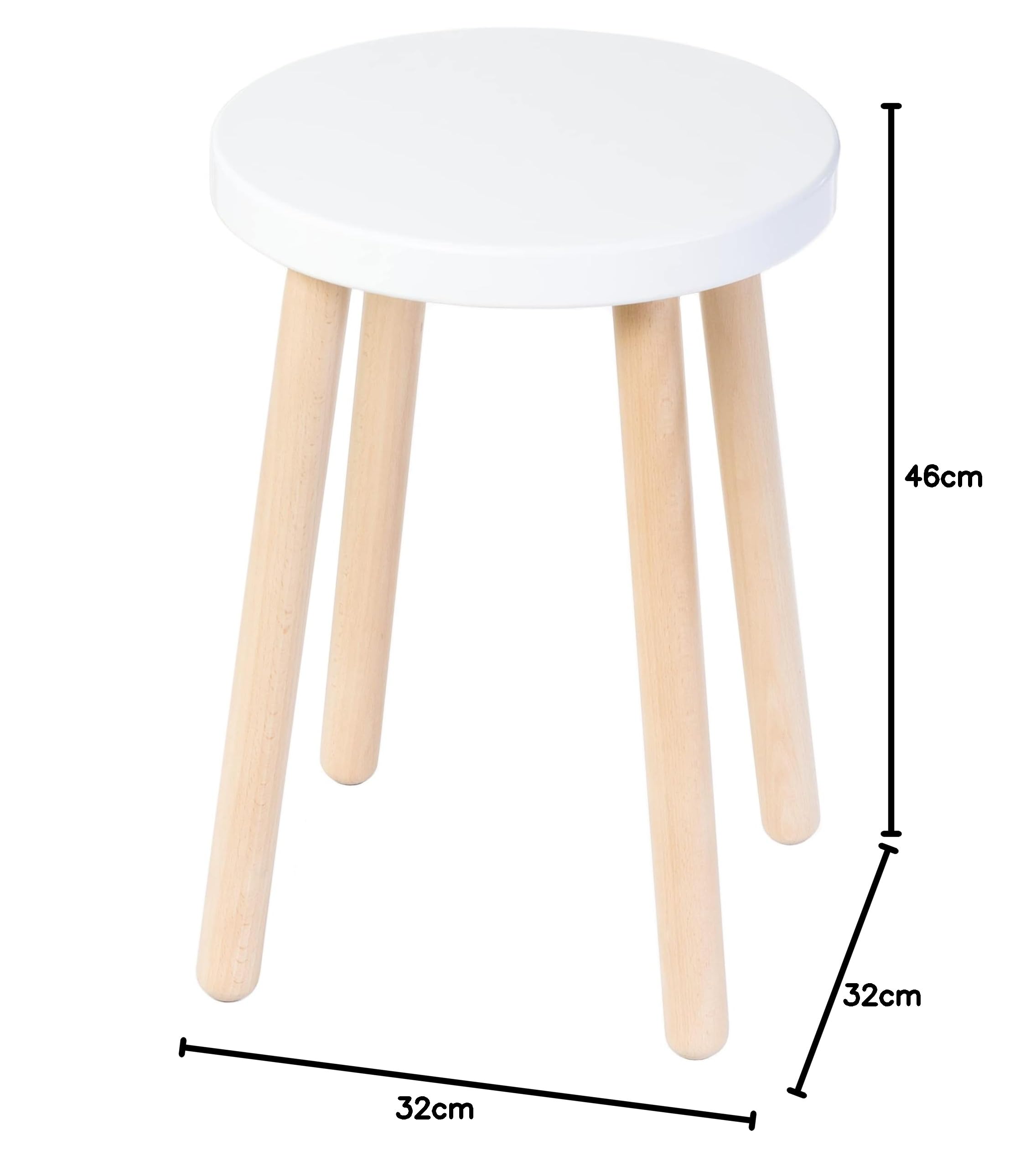 Taburete de Madera - Taburete de Bar de Madera - Taburete pequeño - Taburete de Cocina - Puesto de Flores de Madera - Mesa de Centro pequeña - Blanco/Haya Natural