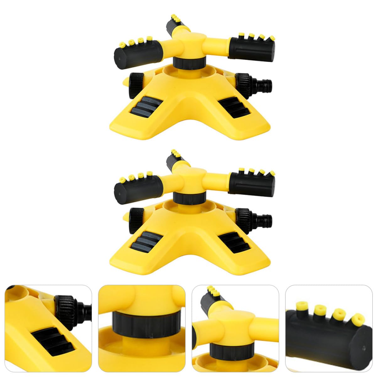Hemobllo Système D'irrigation de Jardin 2 Pièces Arroseur Rotatif Automatique 360° pour Pelouse et Potager Couverture Large Jaune