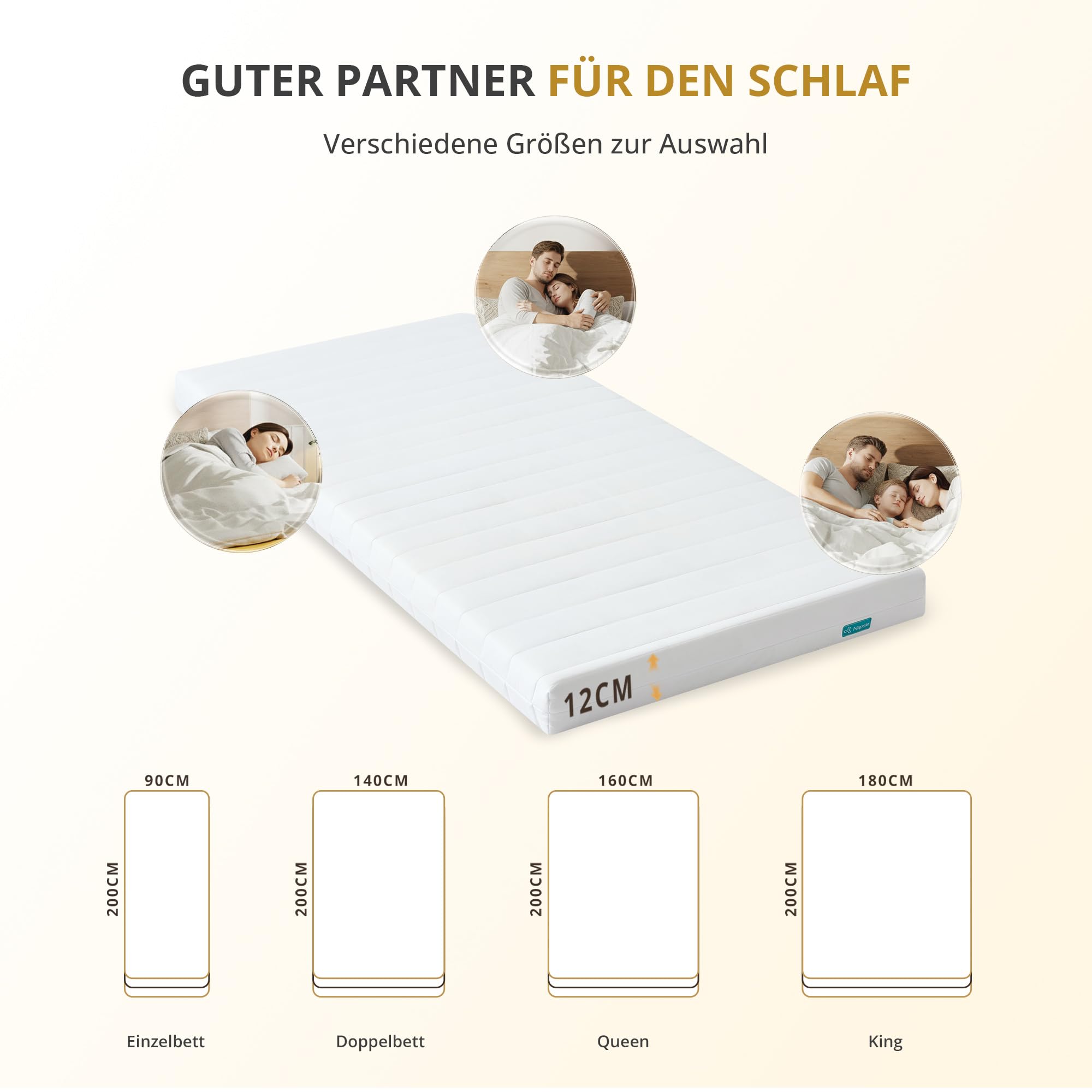 7-Zonen Matratze 90x200 cm | H3 Mittelfest | Ergonomische Kaltschaummatratze | Hypoallergen & Antibakteriell | Bezug abnehmbar & waschbar | Oeko-TEX® (12cm, 90 x 200 cm)