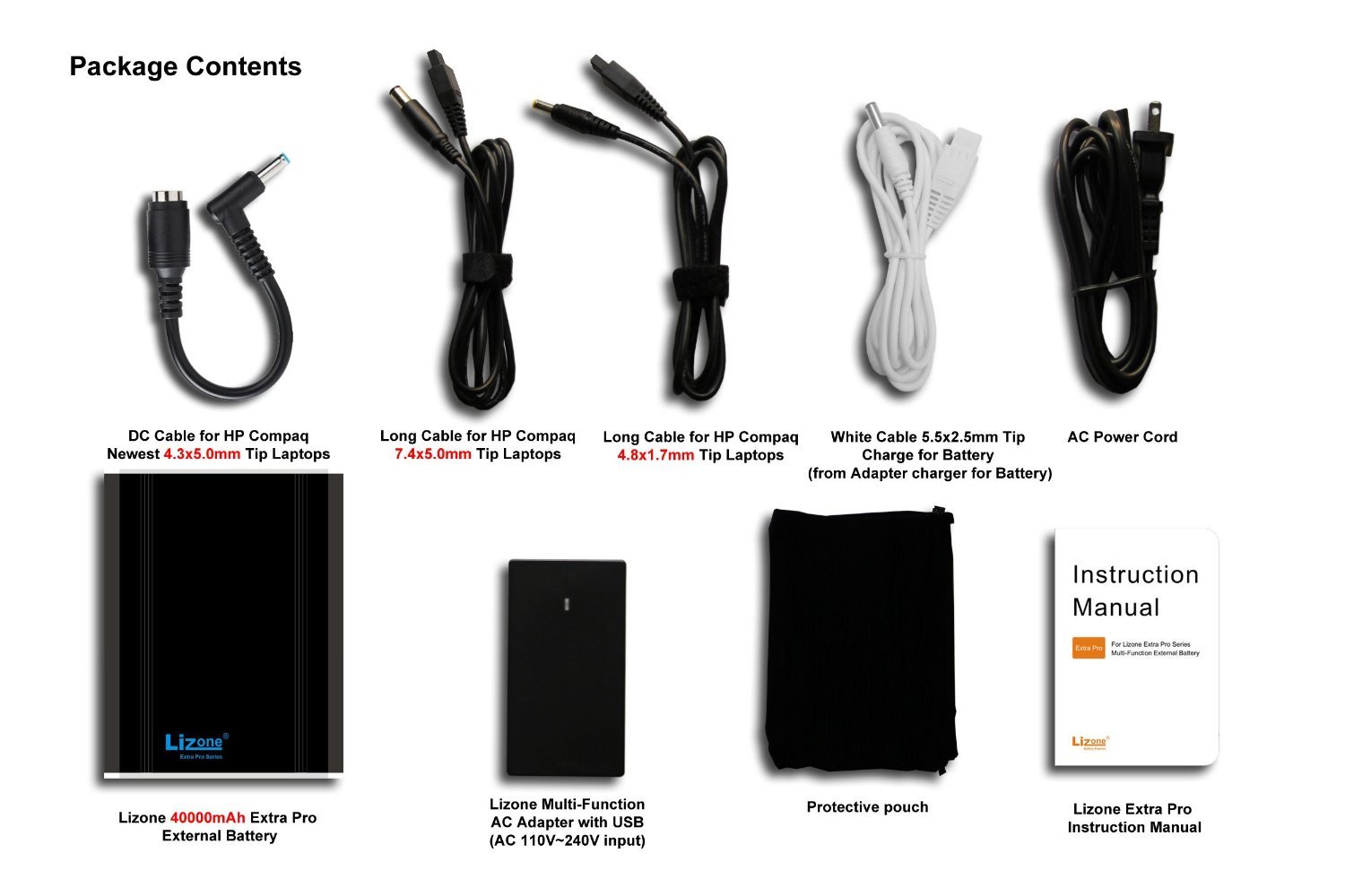 Lizone Extra Pro 40000mAh Portable External Battery Charger for HP