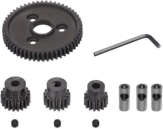 Rc Metal Steel 54T 32P Spur Gear with 15T/17T/19T Pinions Gear Sets Replace 3956 for Traxxas Slash 4x4 4WD/2WD/VXL Rally/Stampede 4x4 VXL/Summit/E-REVO/T-Maxx/Rustler 4X4 VXL