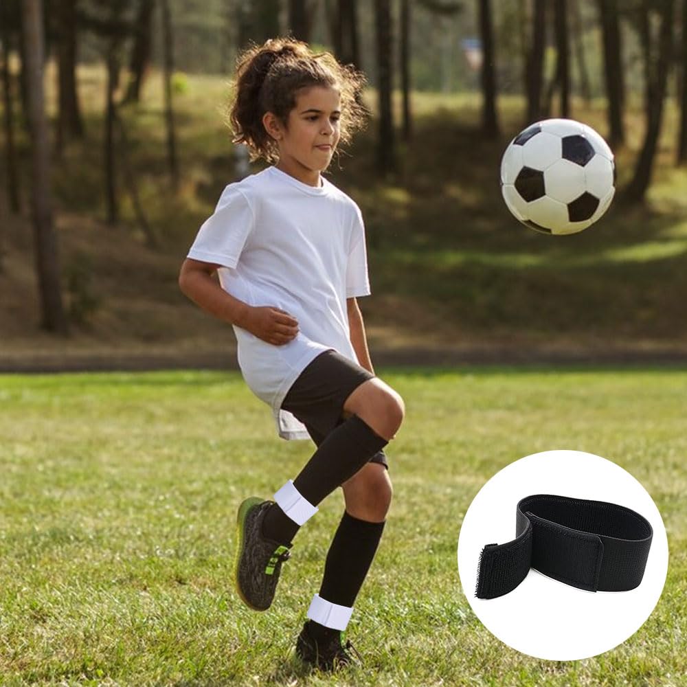 6 Pezzi Fascia per Parastinchi da Calcio Regolabile Traspirante Nastro Fascette Elastiche Portaparastinchi Nere Bianche Elasticità Shin Guard Holder per Adulto Uomo Donna e Bambino
