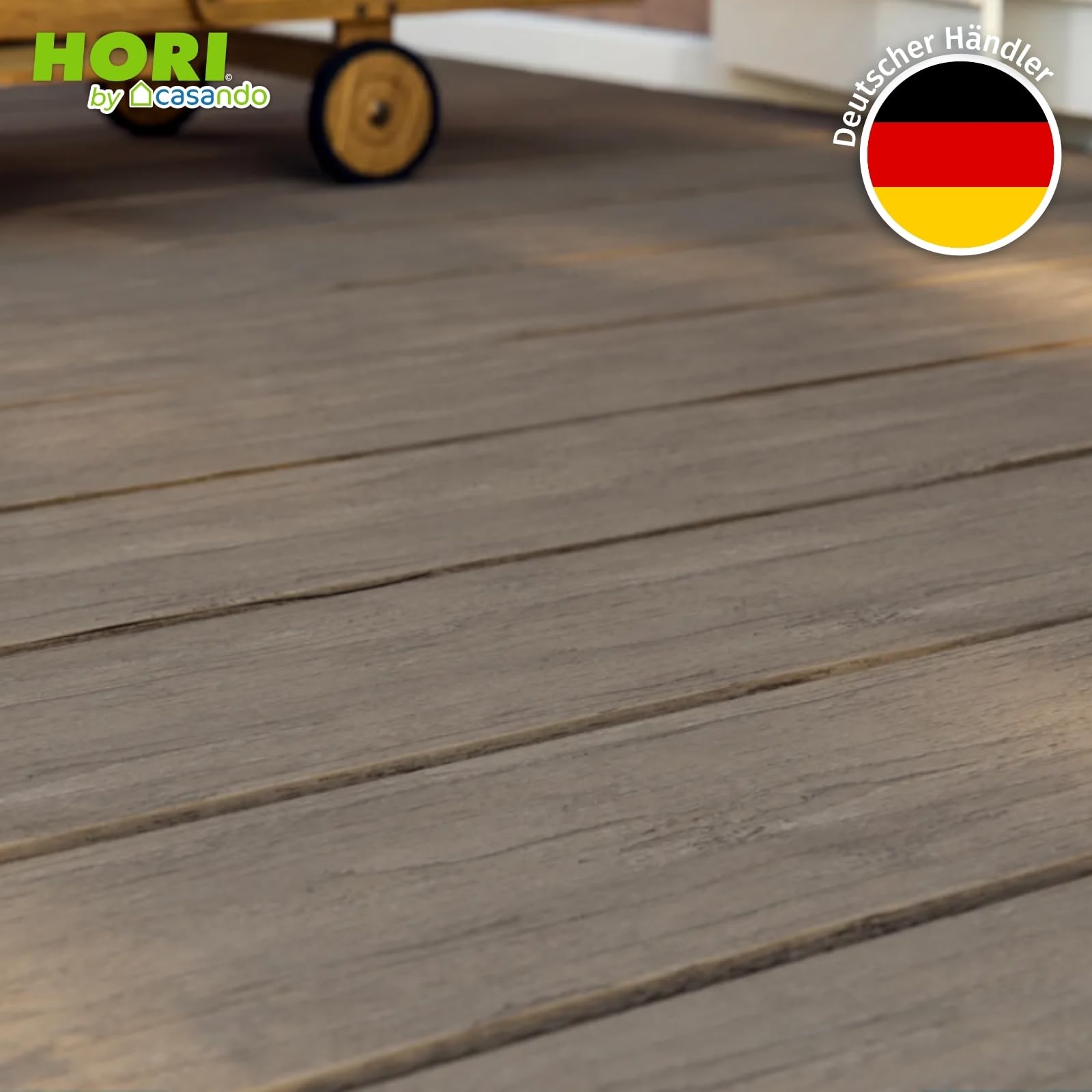 HORI WPC Terrassendielen Komplettset Treibholz Massivdiele XXL, inkl. 28x50 mm Unterkonstruktion & Clips, pflegeleicht & UV-beständig WPC Terrasse