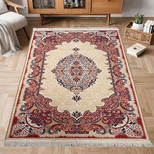 Image of Roseate Persian Rugs (3X5 ft) Designer Printed Carpets Non Slip with Fringe for Living Room /Bedroom /Kitchen /Home Decor /Floor Mat /Machine Washable (Pack of 1) A2