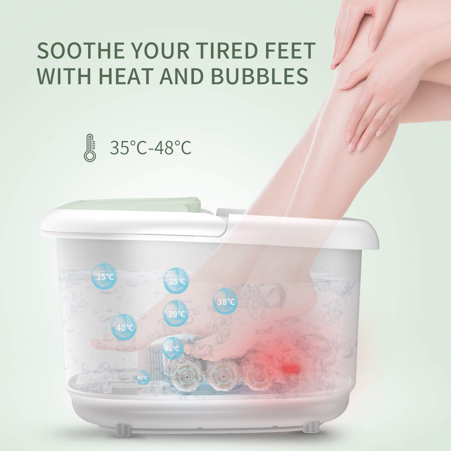 Foot Spa Massager, Electric Foot Bath with Bubble, 6 Motorized Massage