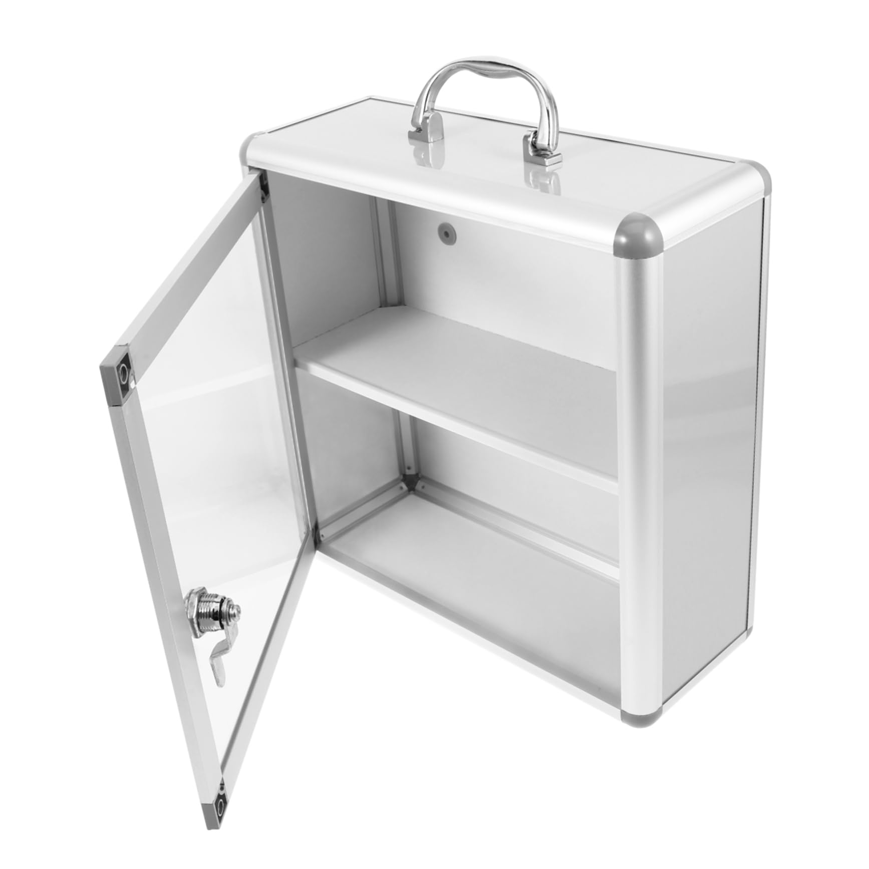 Cabilock Botiquín para Colgar Pared de Metal y Acrílico Doble Compartimento, Fácil de Instalar, Adecuado para Almacenamiento de Medicamentos Hogar