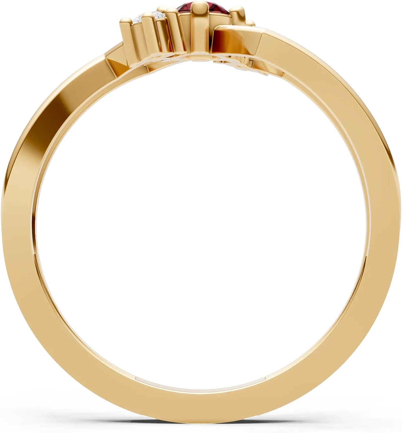 PEORA Round Cut Garnet Stackable Band Available in Solid 10K, 14K or 18K Ring – White, Yellow or Rose Gold