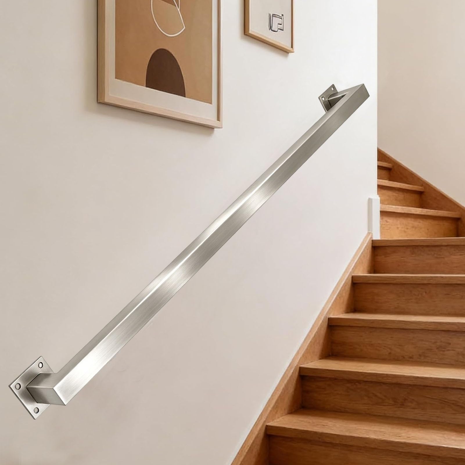 Junvstor Stainless Steel Handrail 3M/10FT Stair Handrails for Stairs Banister Rail Support Kit Indoor Outdoor Wall Mounted Staircase Railings Safety Loft Corridor Stairway Rails(13.1ft/400cm)