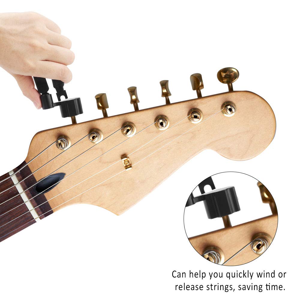 Fumanduo 2pcs Professional Guitar Sniturbel, 3 in 1 Guitar String Winder with String Cutter String Pin Puller Repair Tools for Western Guitar Acoustic Guitar Concert Guitar Electric