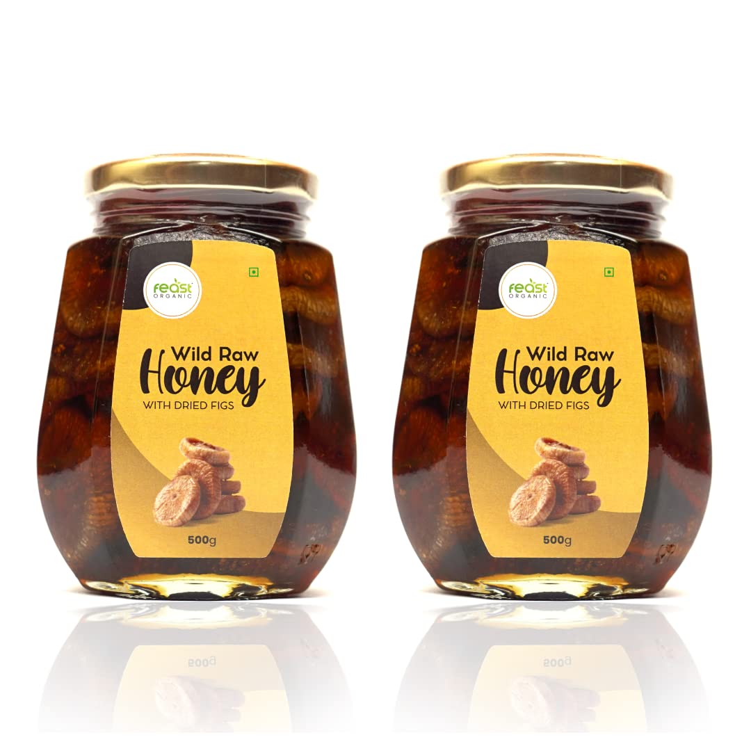 Dried Figs with Honey | Premium Anjeer | 100% Pure & Natural Raw Honey with Figs Dry fruits | No added Sugar | Healthy & Tasty | Glass Jar Combo pack 500gm each (500g x 2) 1kg
