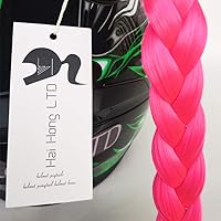 Vista 2 de Casco de pelo con ventosa para motocicleta, 14 pulgadas, 2 piezas, rojo (casco no incluido)