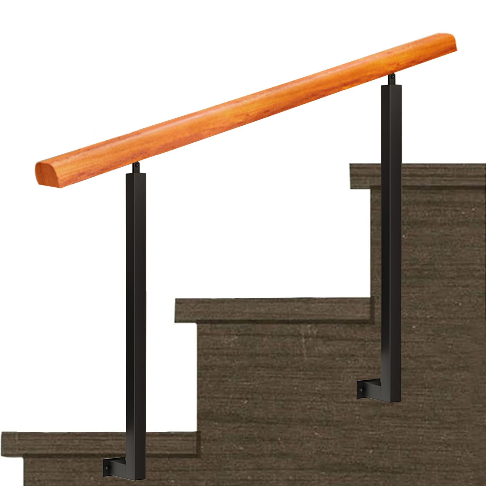 Rampe d'escalier extérieure antichute en métal noir pour marches
