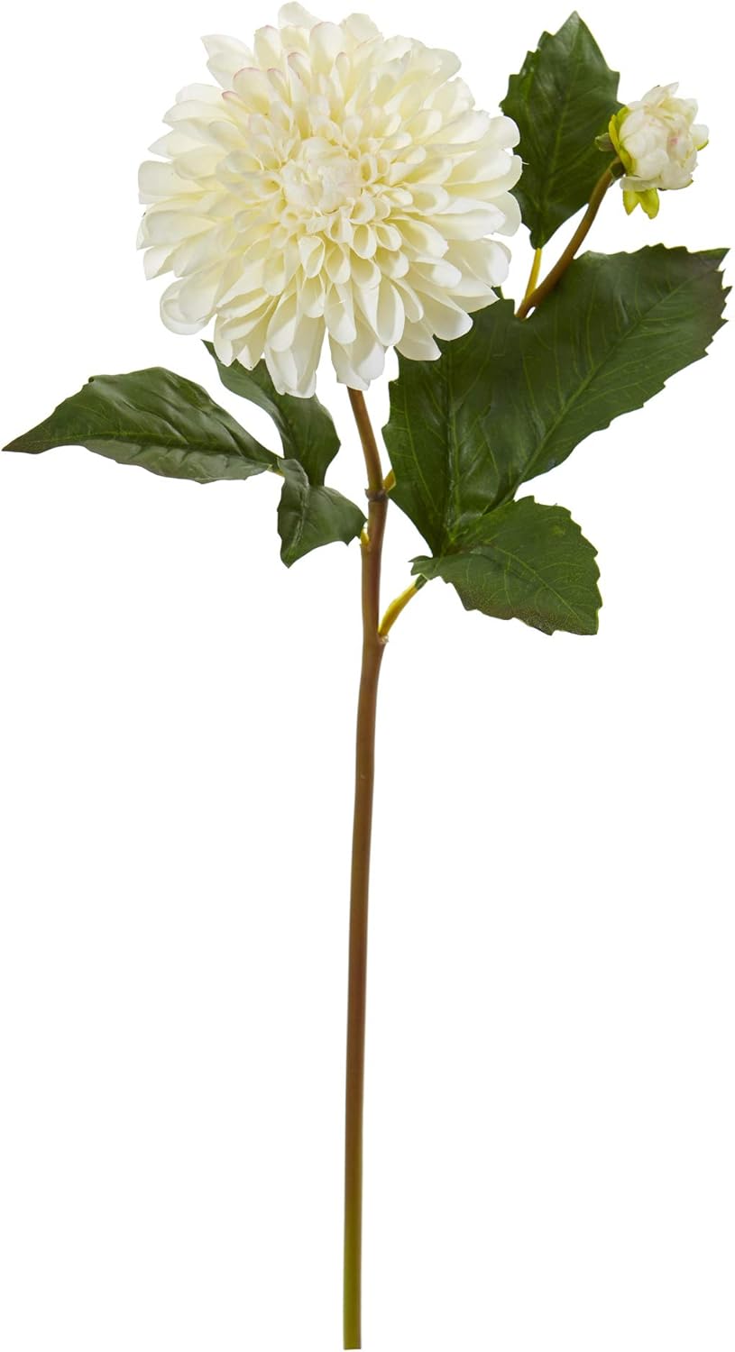 Nearly Natural 20in. Dahlia Artificial (Set of 6) Silk Flowers, White