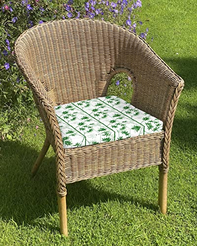Bamboo Chair Cushion Covers, Removable Stretch Non-Slip Chair Seat Covers, Washable Elastic Furniture Slipcovers Protector Indoor Outdoor Use 2 Pieces, Green Bamboo Botanical Plants #TOP1
