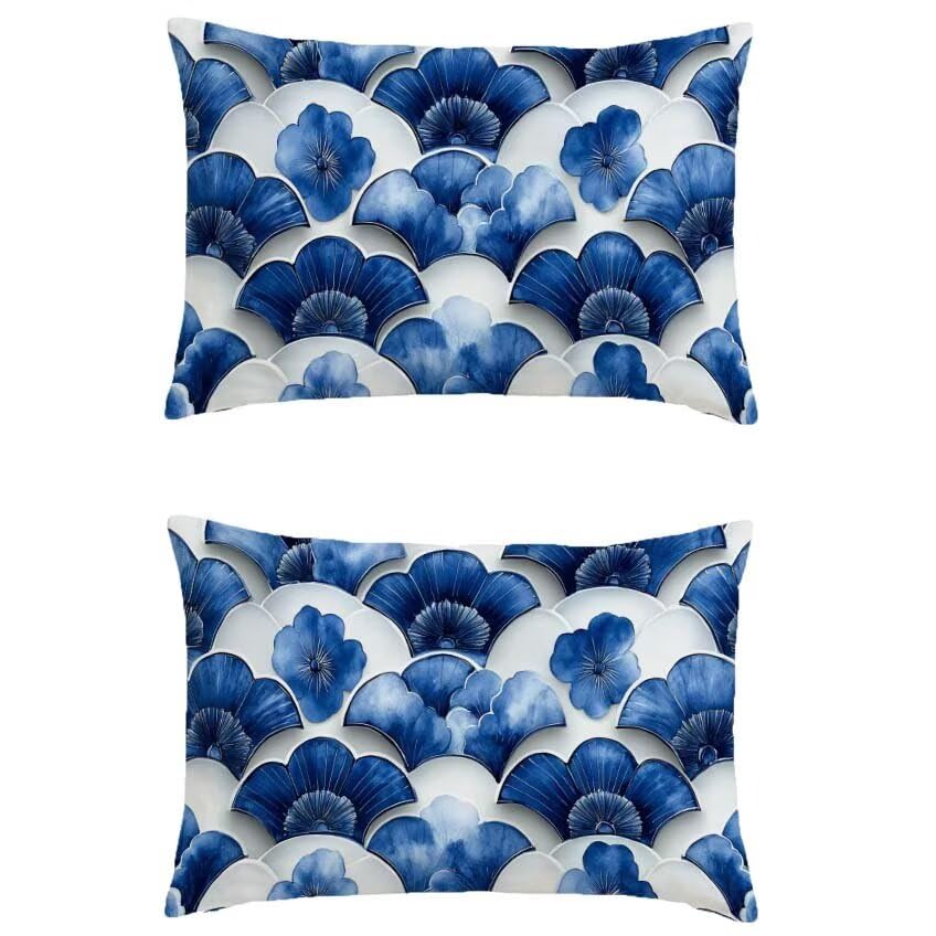 Housse de coussin 50x70cm rectangulaire bleu le cadeau idéal pour terrasse et jardin