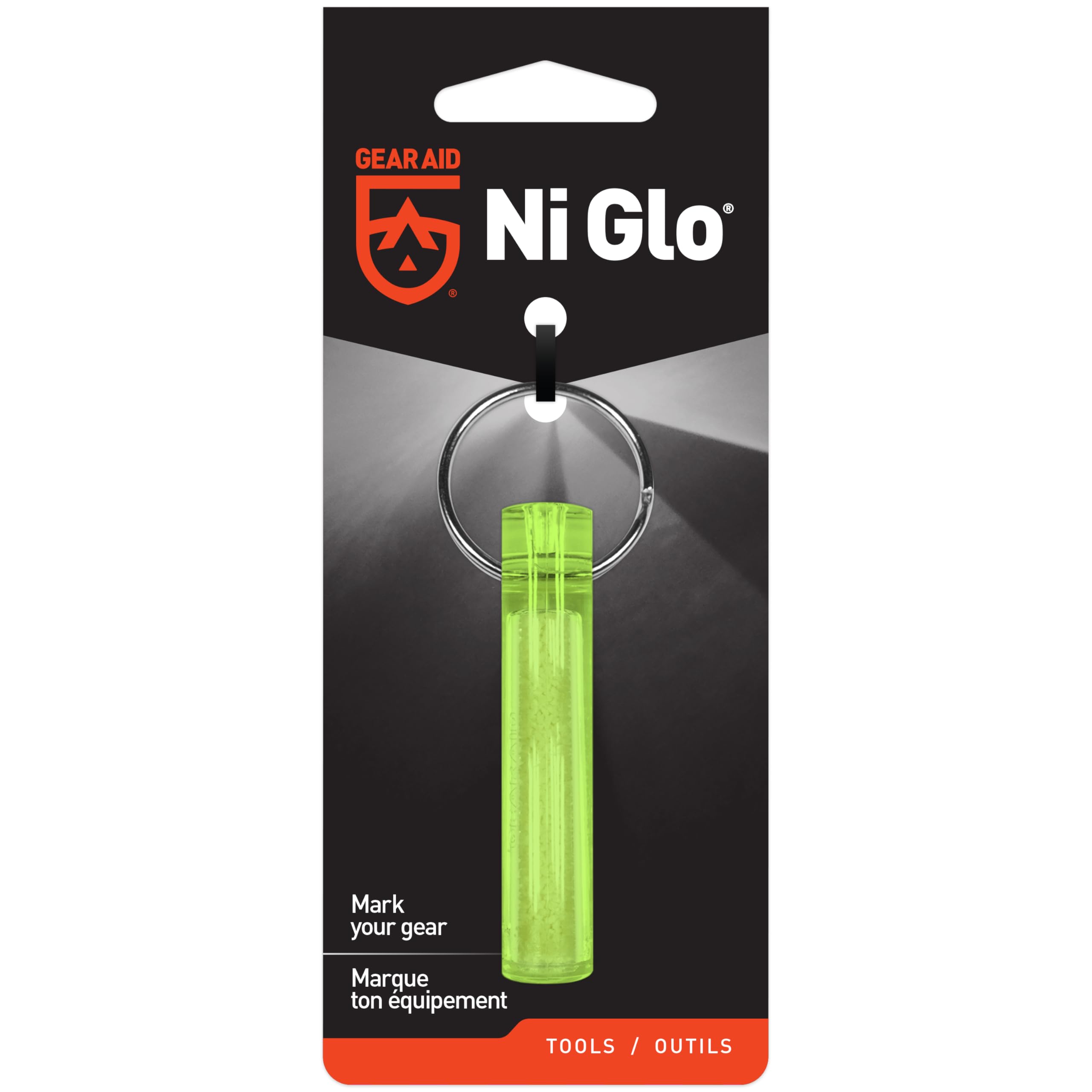 GEAR AID Ni Glo 2” UV Rechargeable Glowing Keychain – Multi-Purpose Glow-in-the-Dark Accessory for Camping