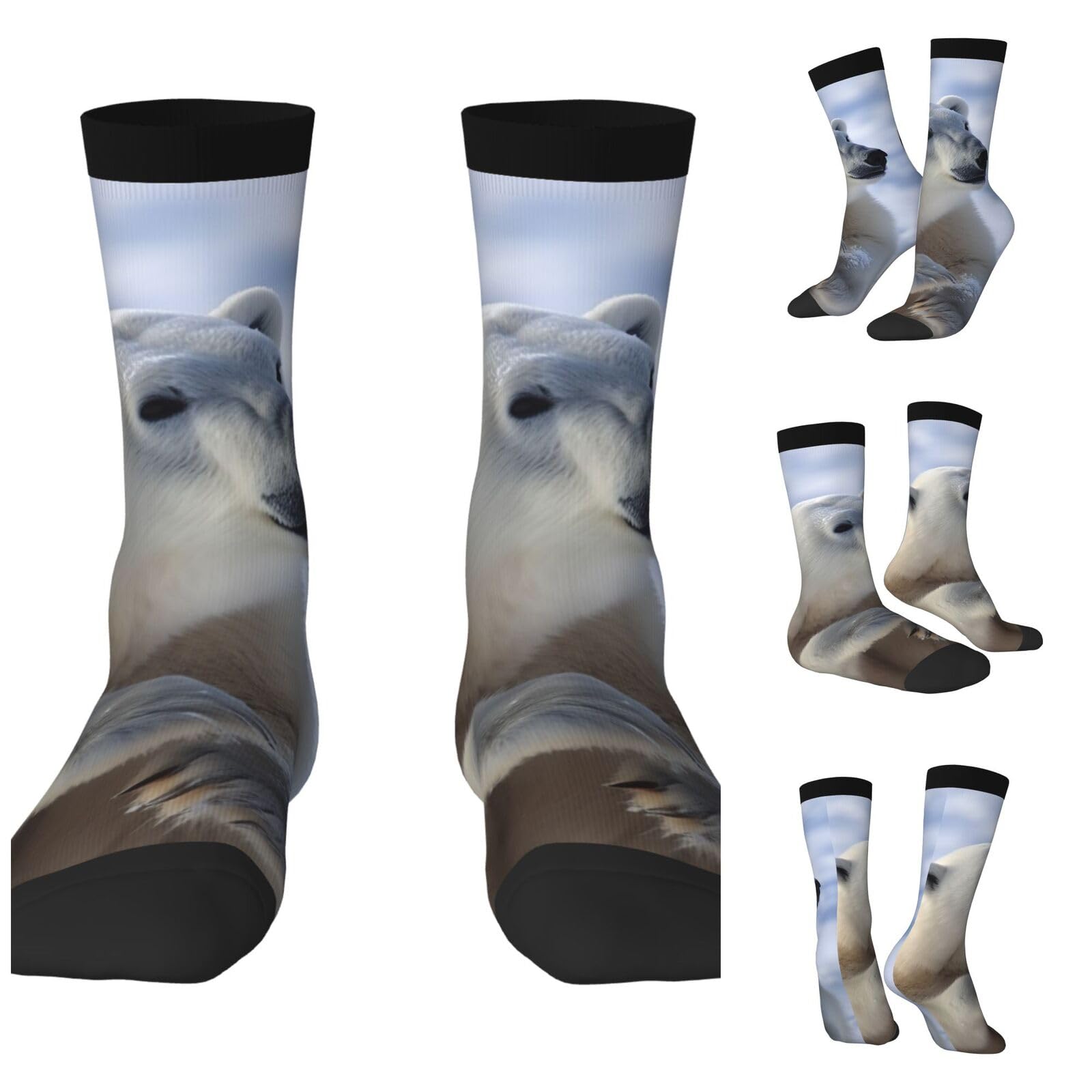 LZQPOEAS Polar bear Athletic Socks Unisex Cushioned Crew Socks Hiking Running Calf Sock Soft Above Ankle Sock