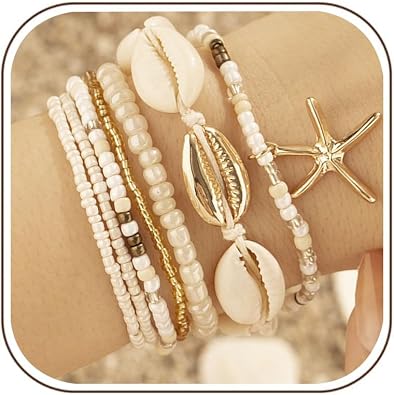 Bohemian Multi-Layer Bracelets Stackable Stretch Strand Bohemian Beaded Bracelet Colorful Boho Handmade Ankle Bracelets Set Crystal Beaded Bangles Jewellery Gifts for Women Girls