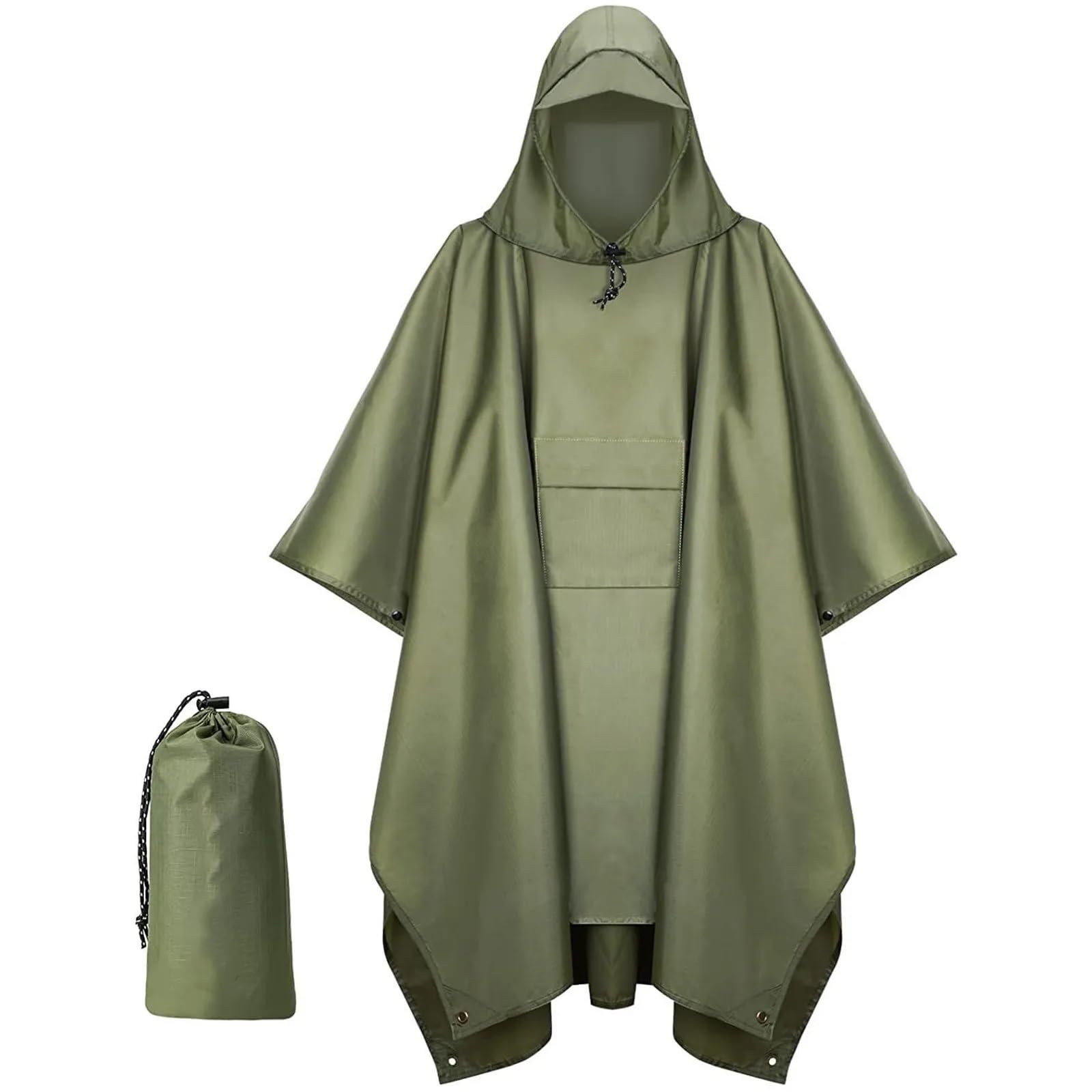 Damski płaszcz przeciwdeszczowy Kapuzen-Regenmantel unisex, Poncho mit Tasche, wasserdicht und leicht, ideal für Wandern