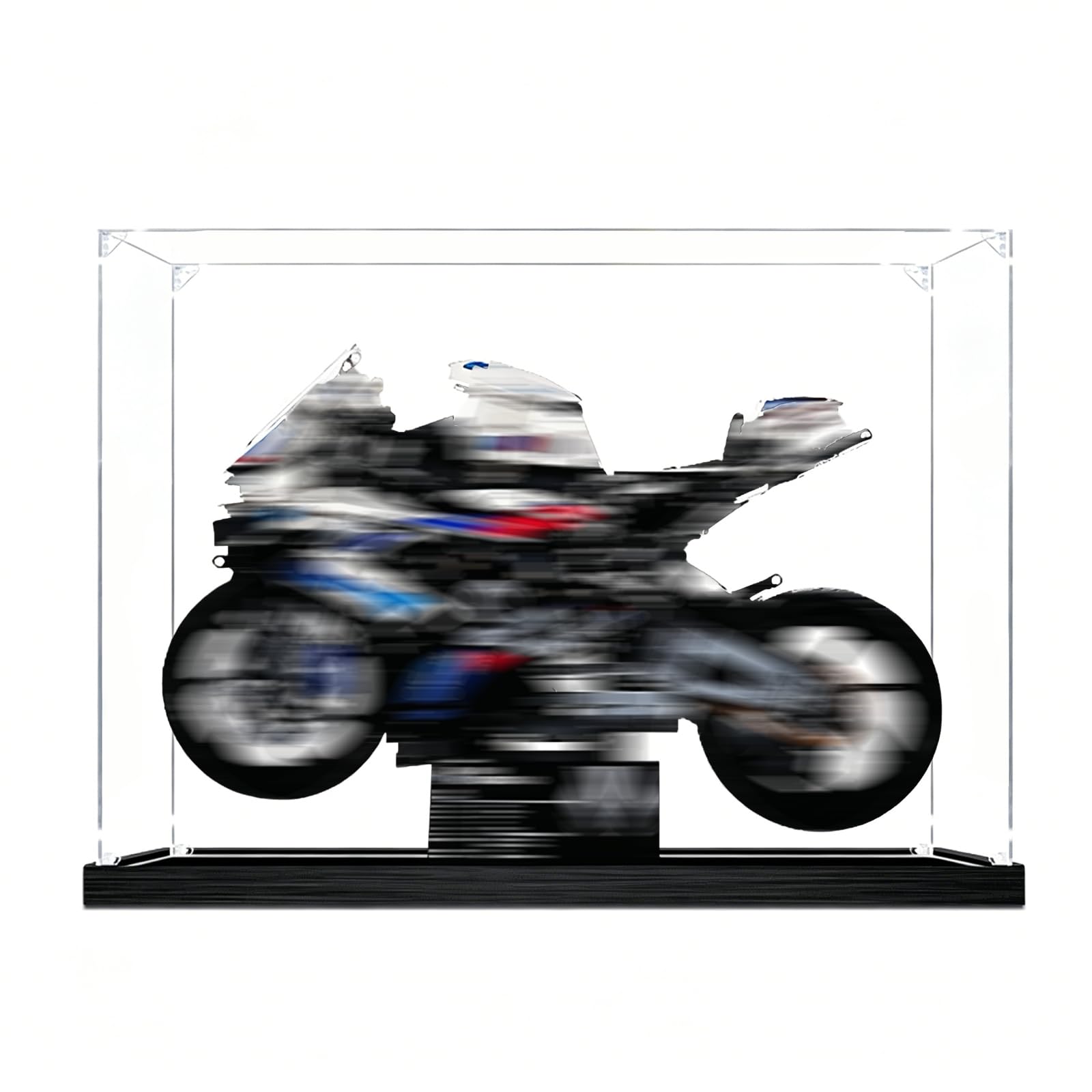 Akrylowa gablota do motocykla*GO 42130 Moto BM*W M 1000 RR - przezroczysta i pyłoszczelna obudowa do prezentacji i przechowywania do kolekcjonerskich modeli konstrukcyjnych (czarny-3mm)