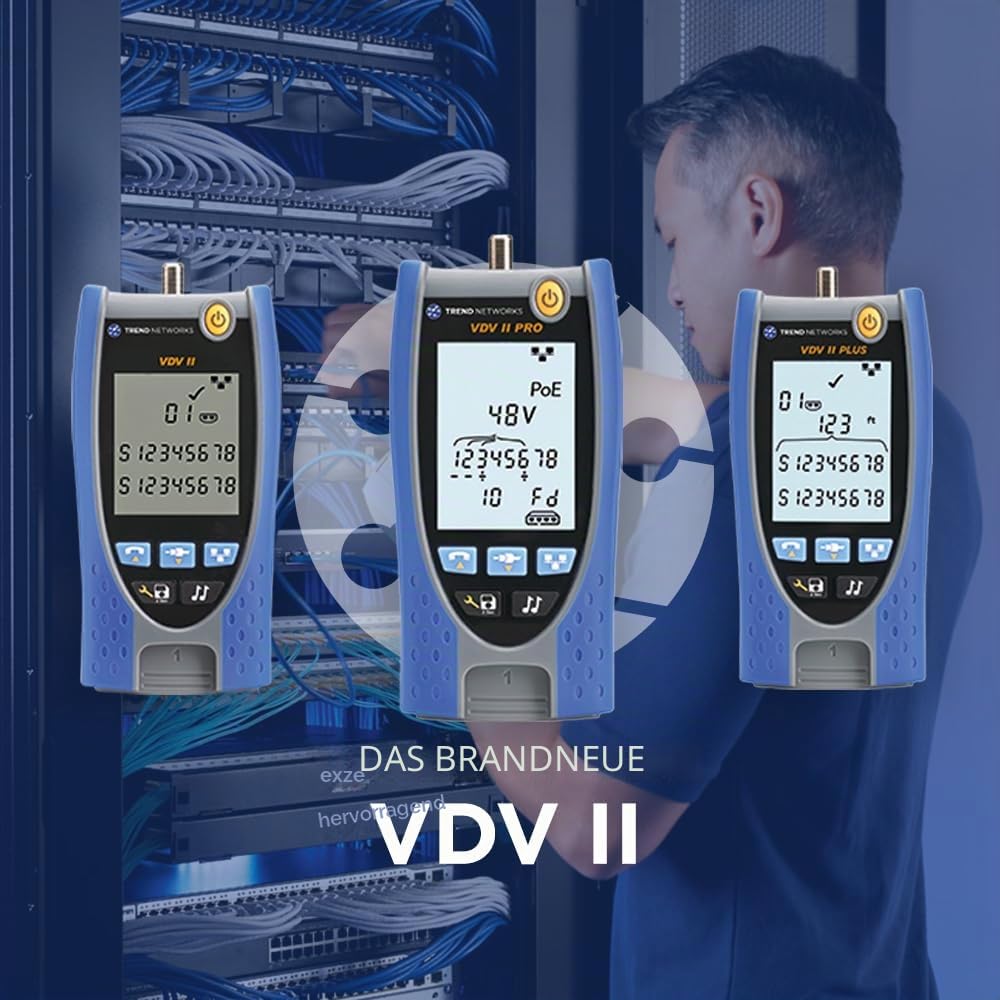 TREND Networks | R158005 | VDV II Pro | Cloud Connected Verdrahtungstester | Verdrahtungsplan, Längenermittlung, Hub-Blinken, Link-Speed-Erkennung bis 10G, Berichterstellung